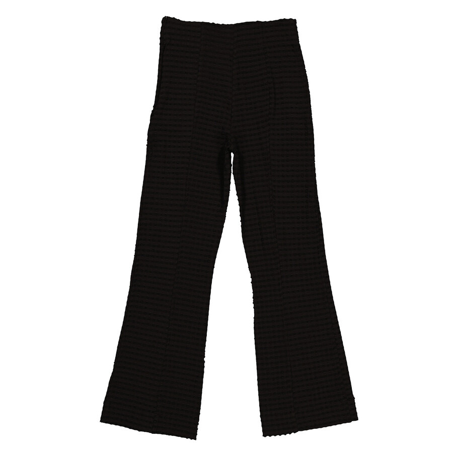 Ganni Seersucker Cropped Pants In Black - 6