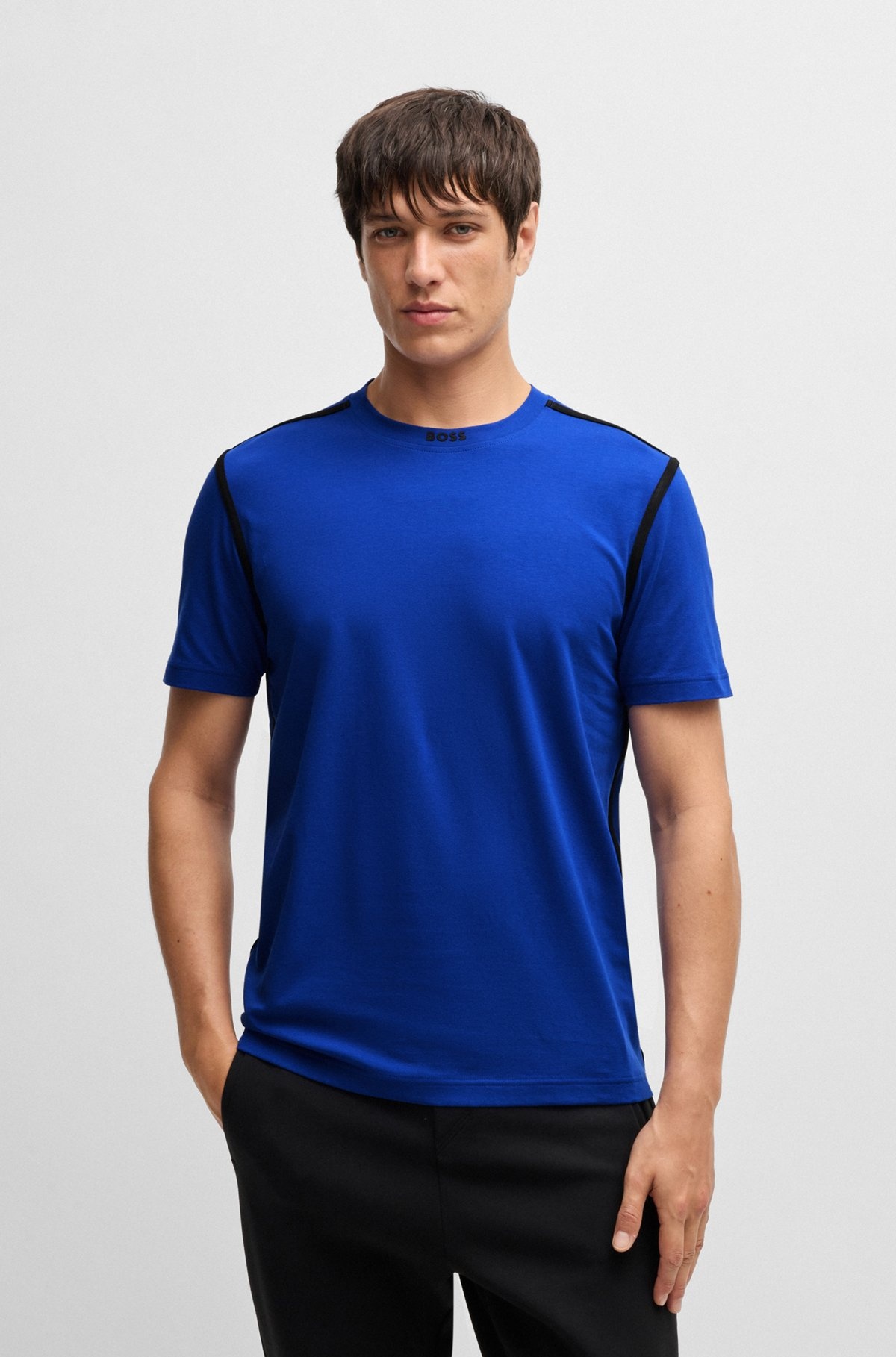 STRETCH-COTTON T-SHIRT WITH TAPE TRIMS - 2