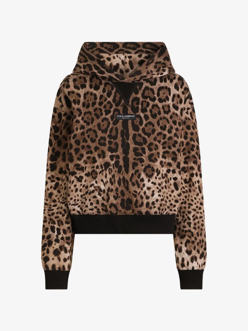 leo-print cotton hooded sweatshirt - 1