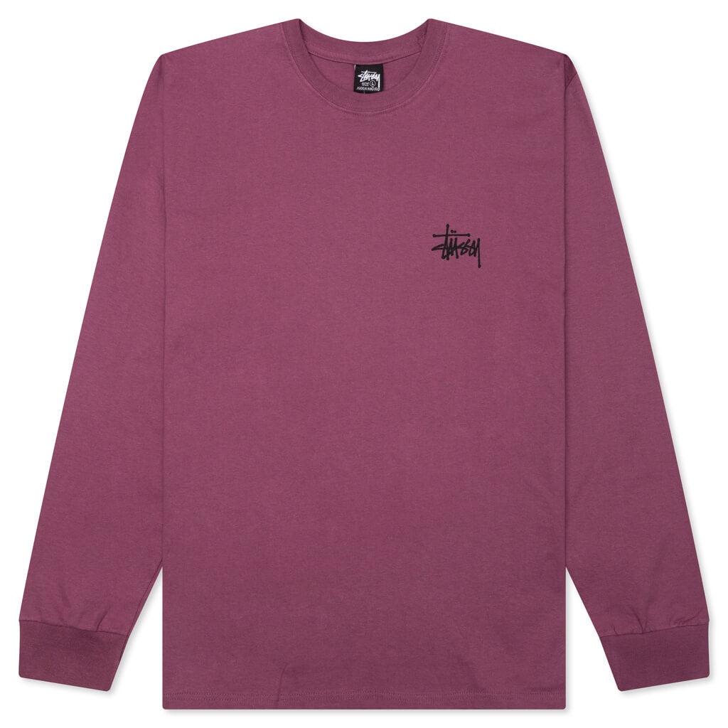 BASIC STUSSY L/S TEE - BERRY - 1