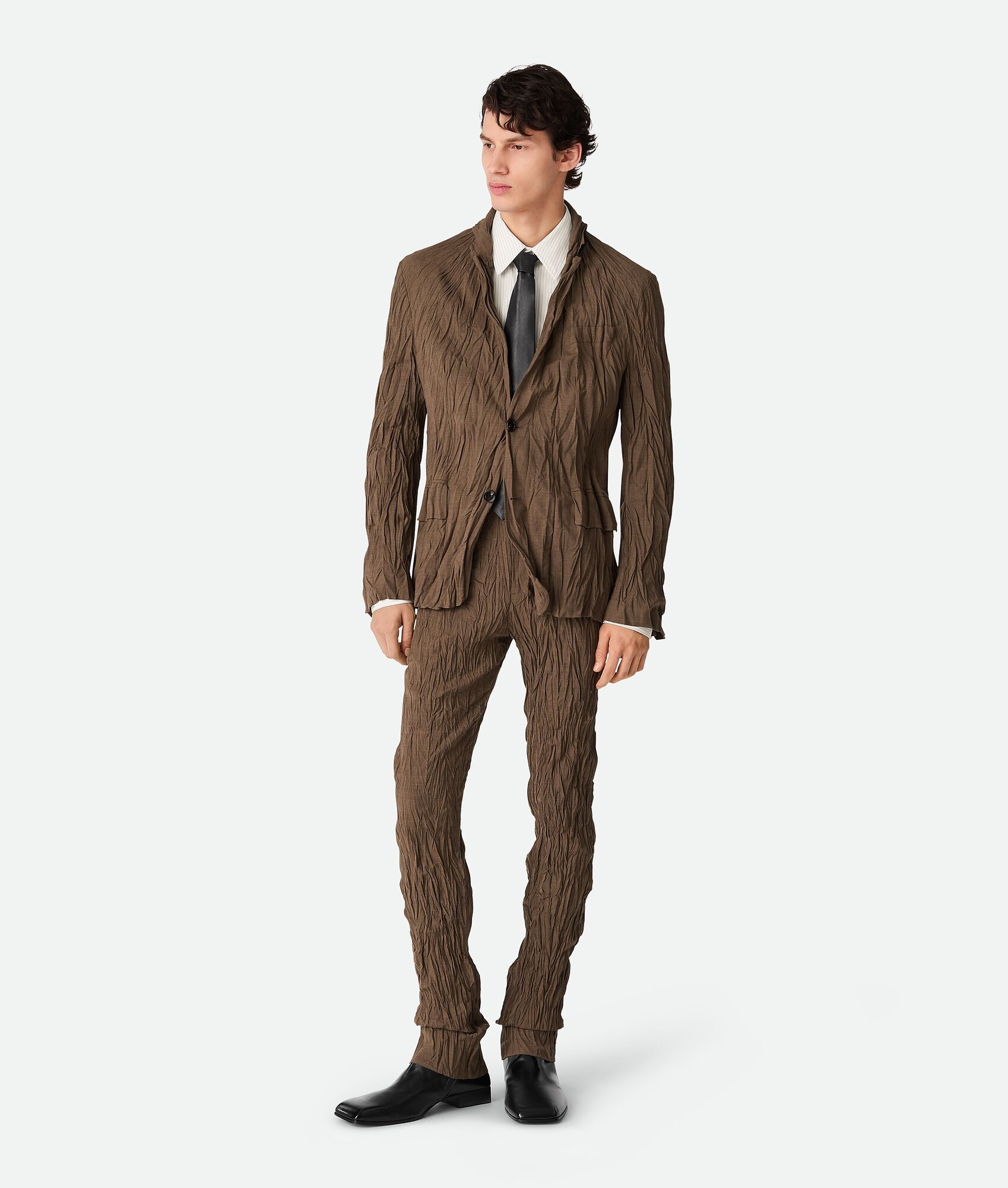 Crushed Wool Slim Trousers - 4