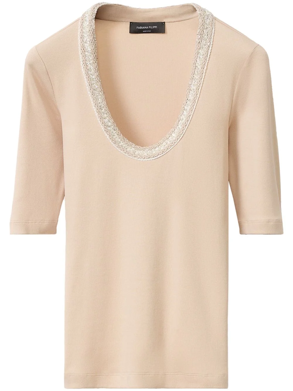 embroidered-neck top - 1