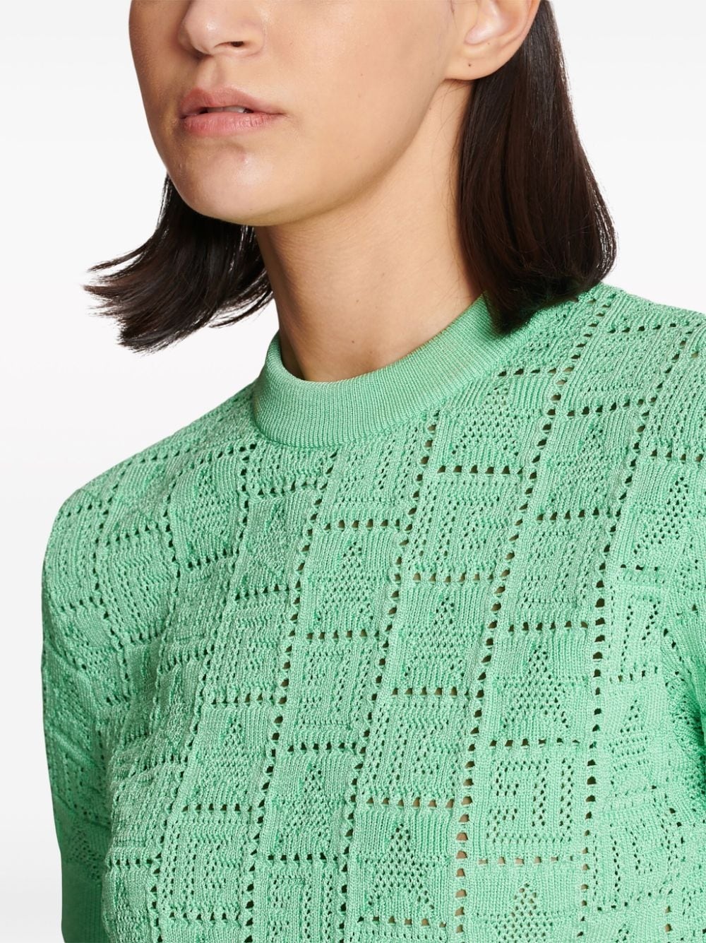 monogram open-knit jumper - 7