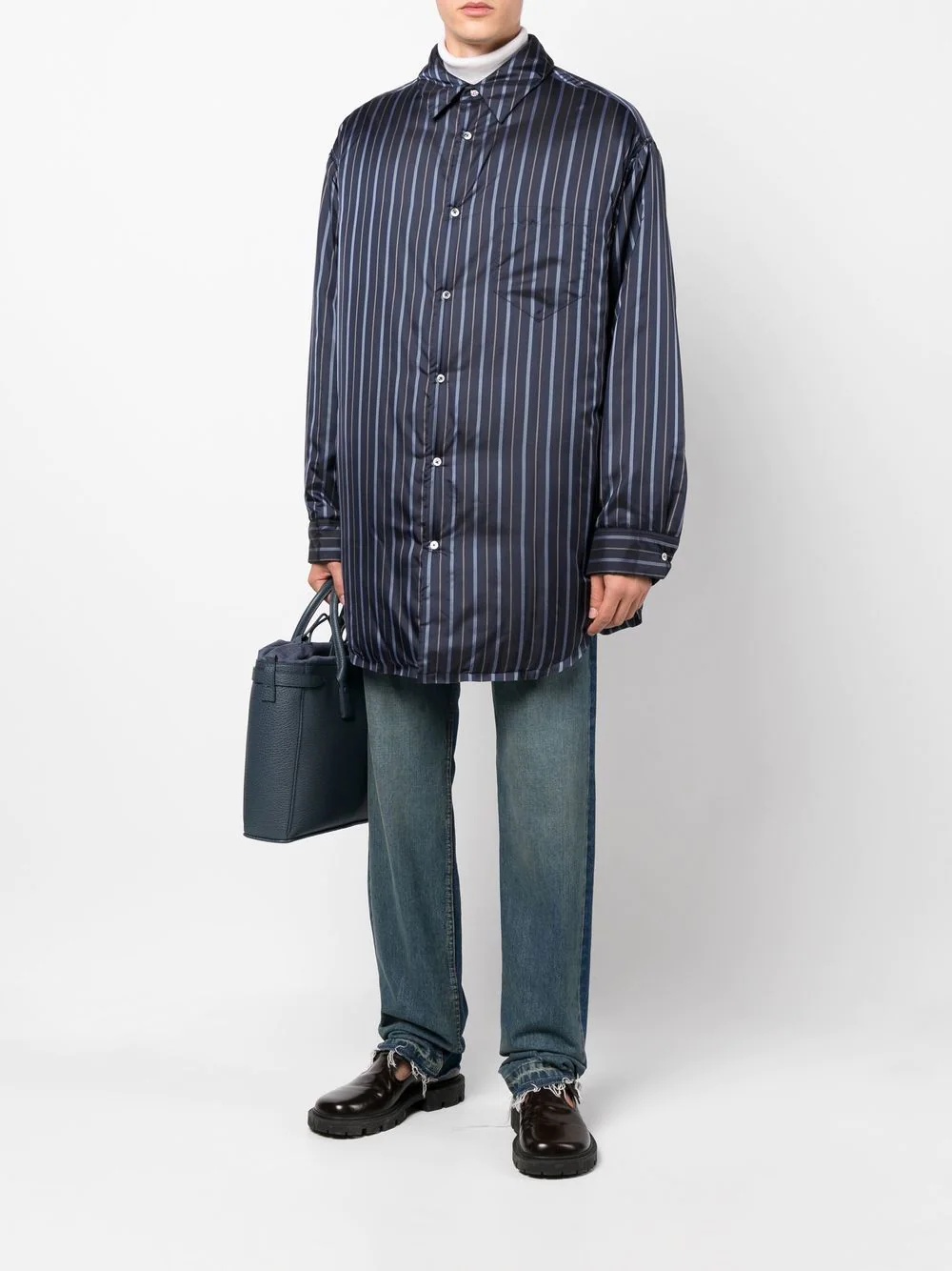 padded stripe-print coat - 2