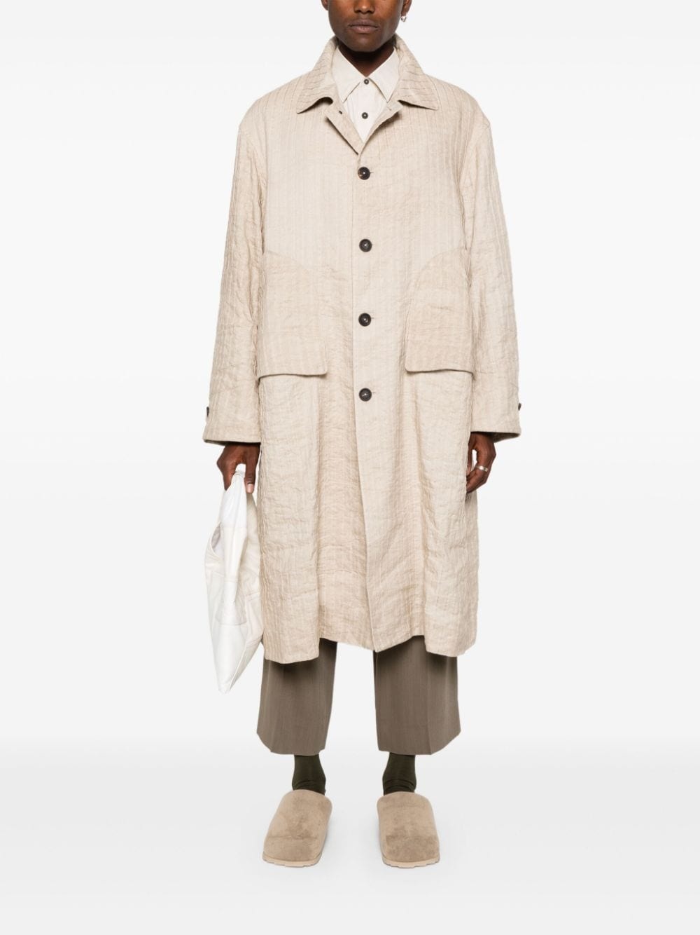 single-breasted long coat - 2