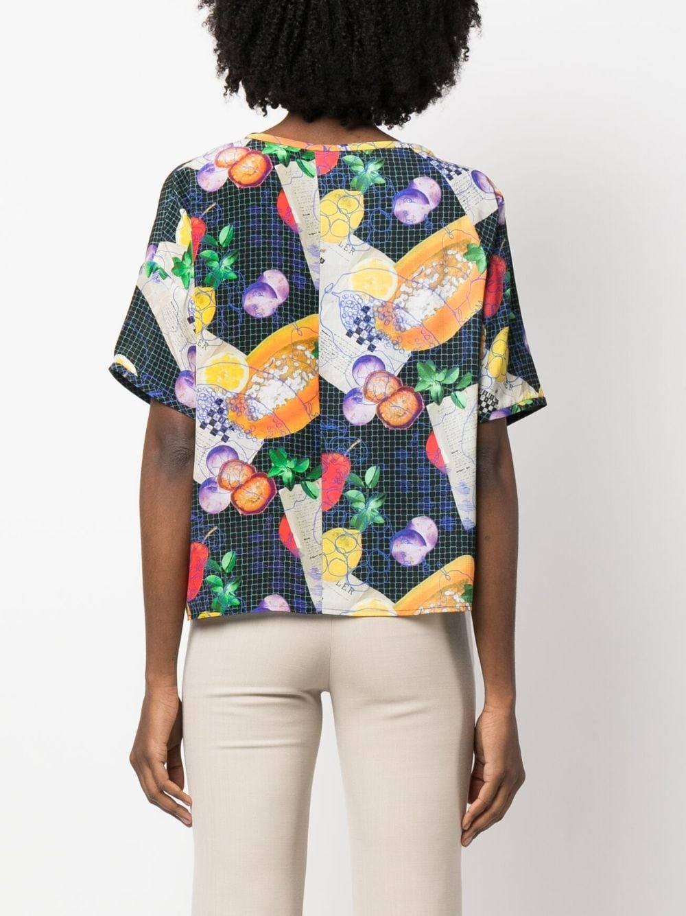 graphic-print silk T-shirt - 4