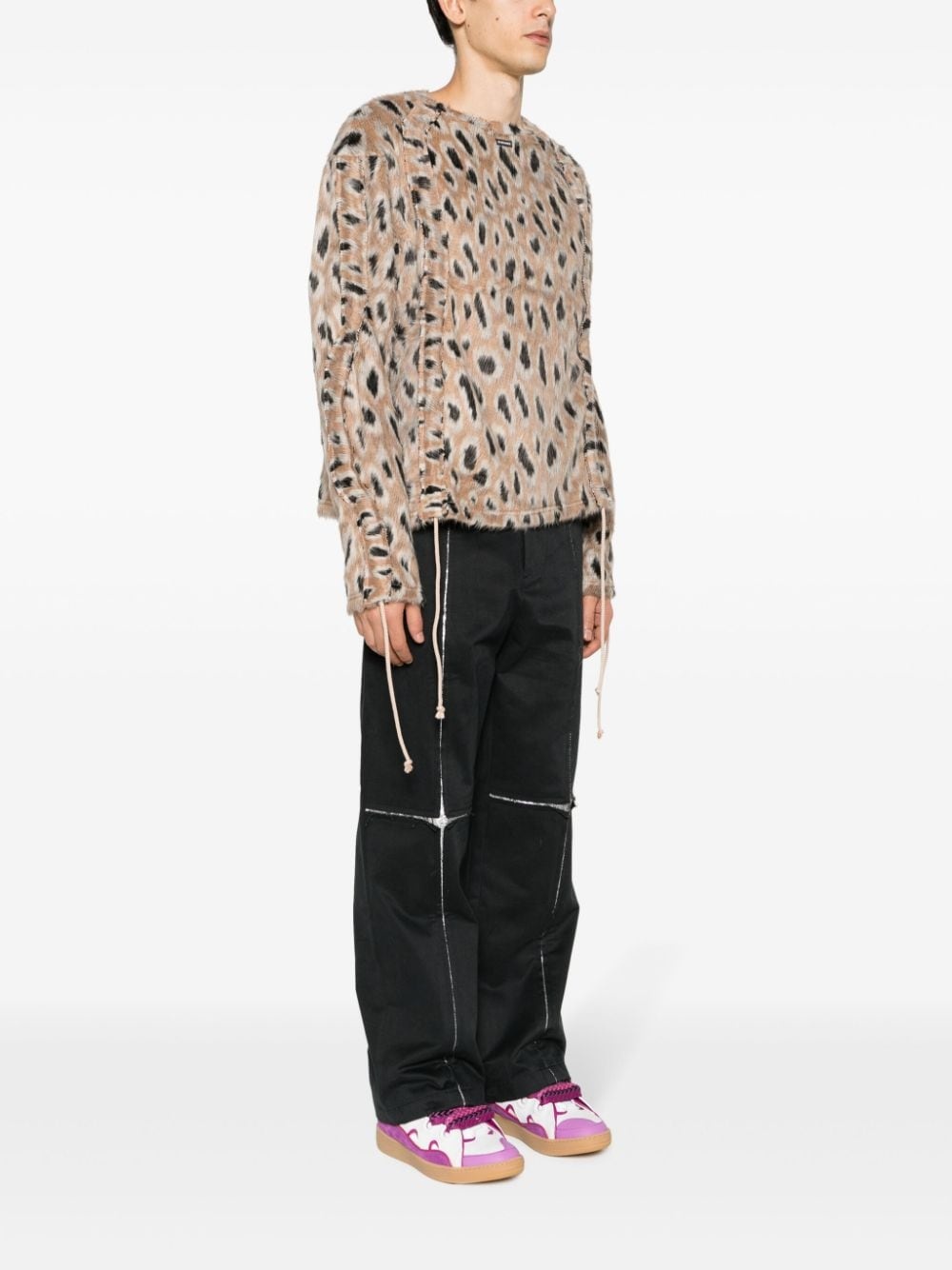 leopard-print brushed-finish jumper - 3