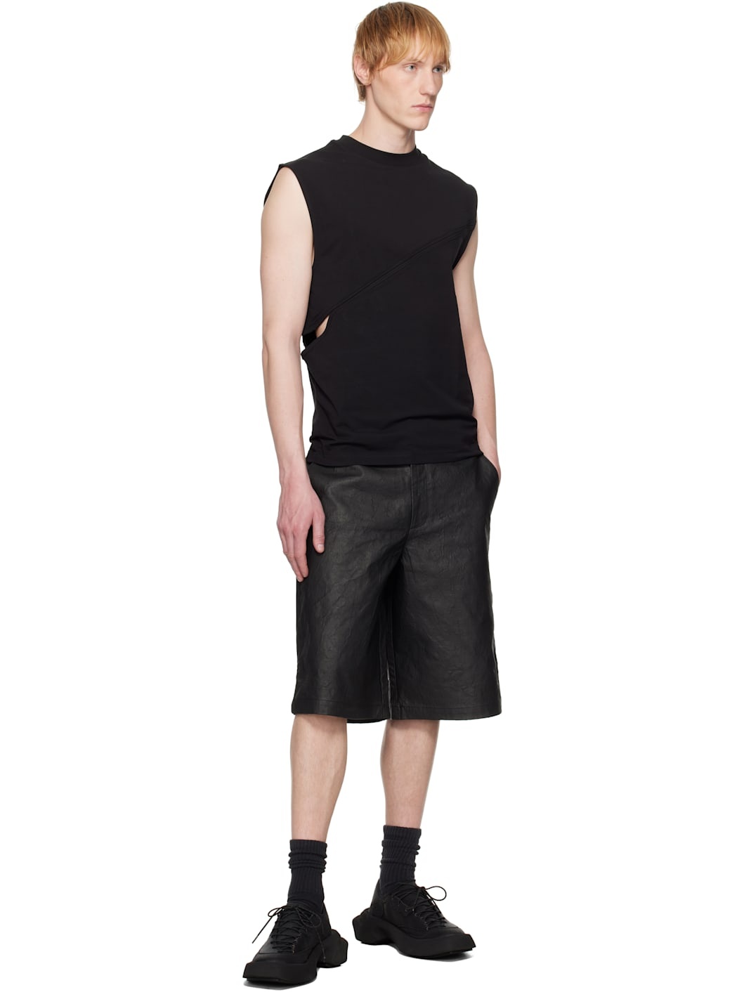 【関税込み】HELIOT EMIL ブラック Pleistos タンクトップ HELIOT EMIL™ Black Pleistos Tank Top | REVERSIBLE