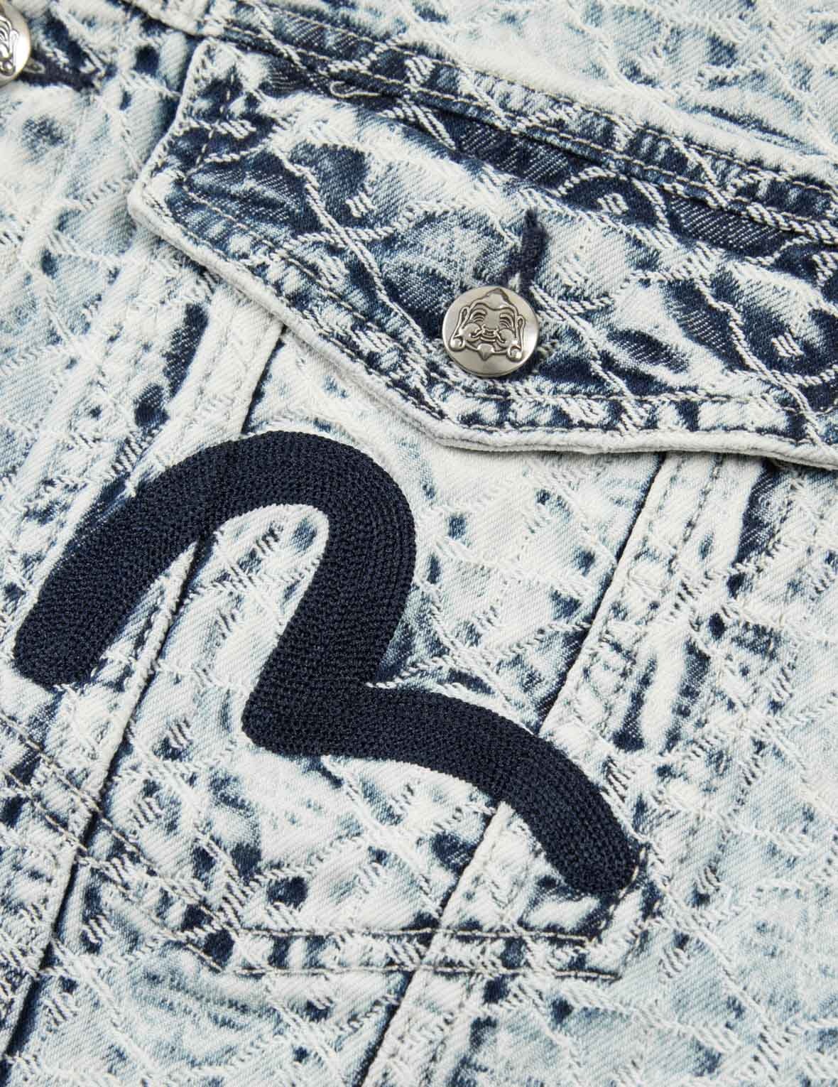 ALLOVER KAMON JACQUARD AND SEAGULL EMBROIDERY LOOSE FIT DENIM JACKET - 8