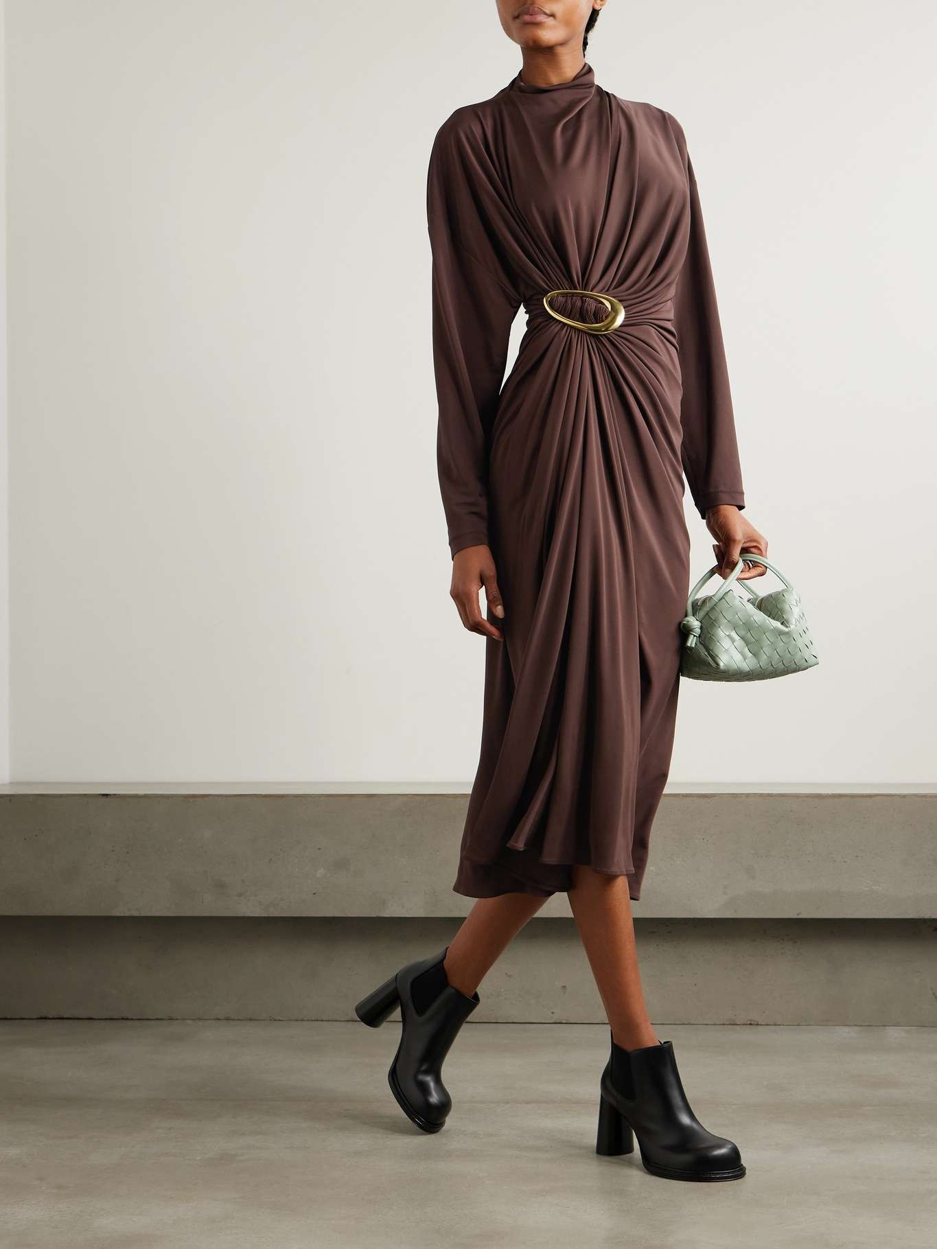 ワンピース Bottega Veneta Brown Viscose Dress BOTTEGA VENETA - Brown viscose dress | Leam Roma - Luxury
