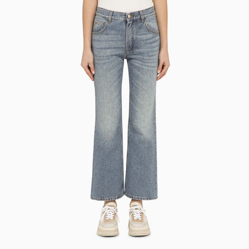 Chloé Washed-effect cropped denim jeans - 1