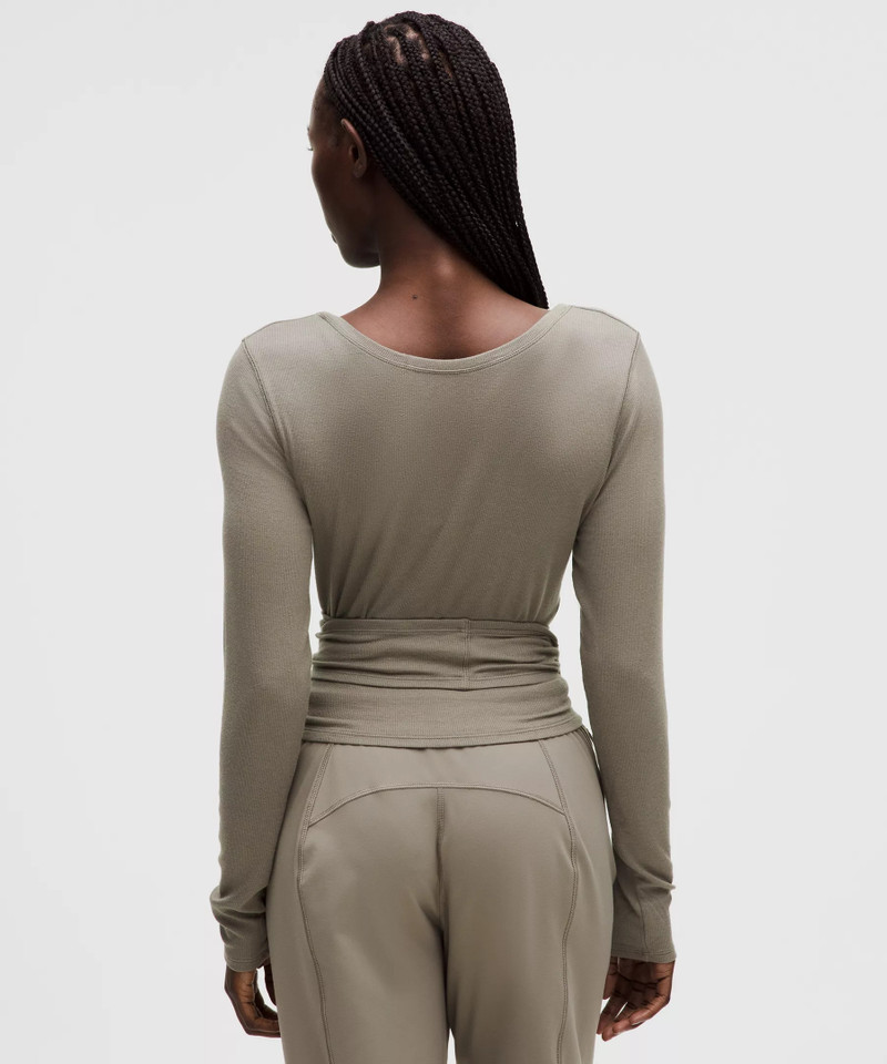 Front-to-Back Wrap-Waist Long-Sleeve Shirt 3