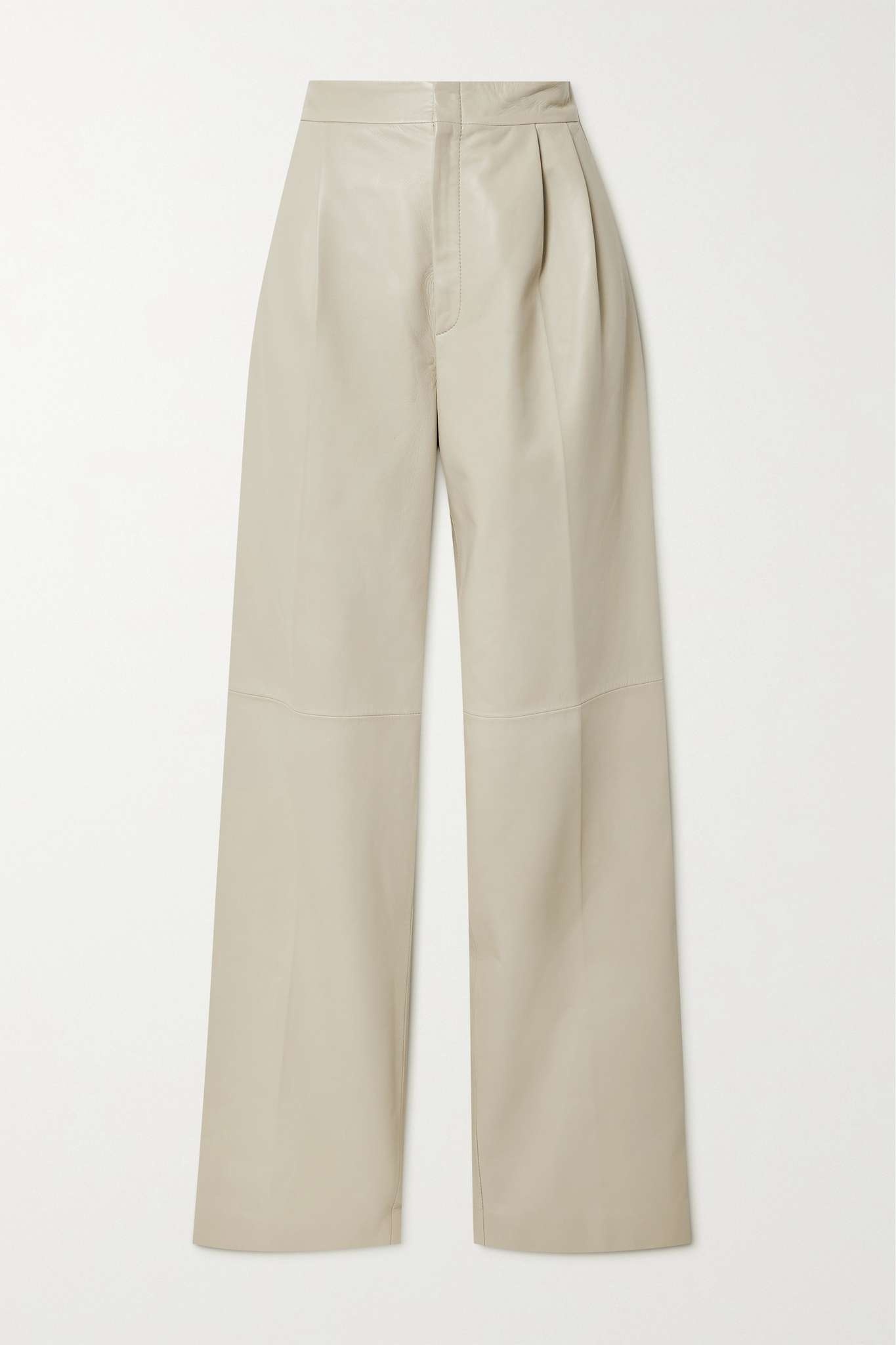 Aria pleated leather wide-leg pants - 1