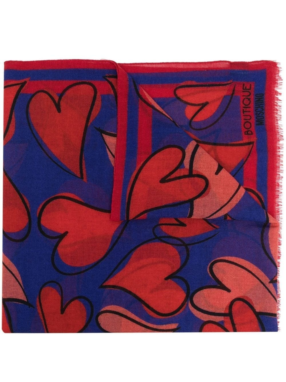 heart-print wool scarf - 1