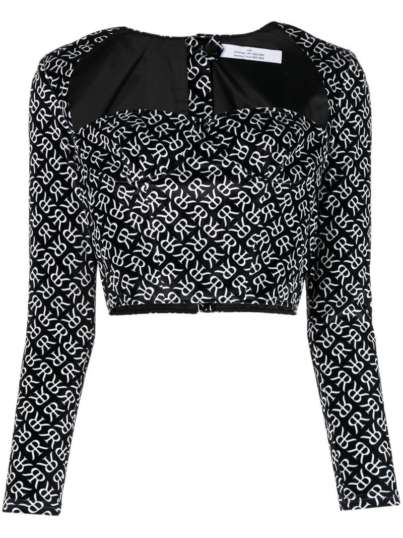monogram-print bustier corset top 1