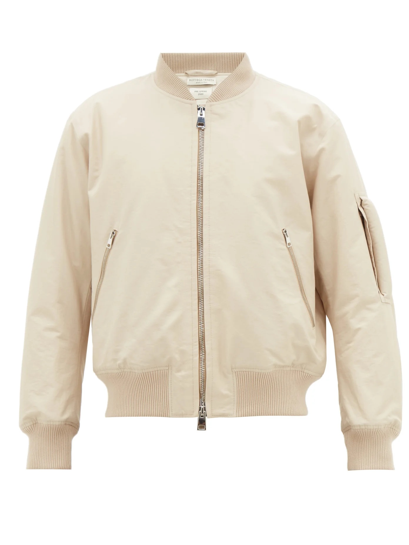 Arm-handle cotton-blend twill bomber jacket - 1