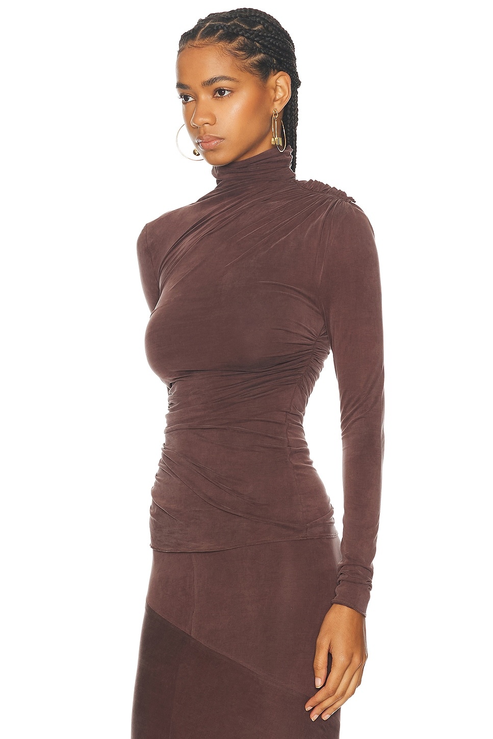 Mock Neck Long Sleeved Ruched Top - 3