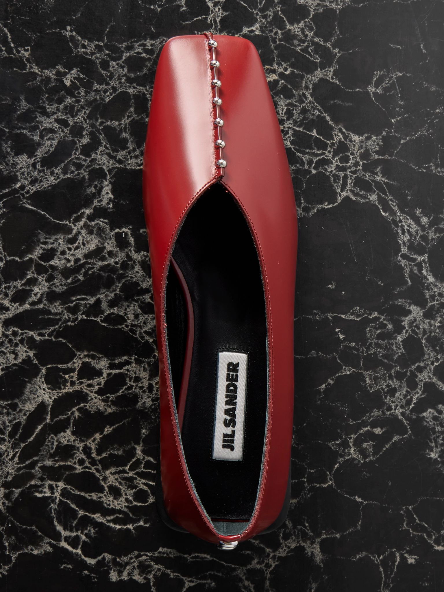 Studded leather ballet flats Red - 5
