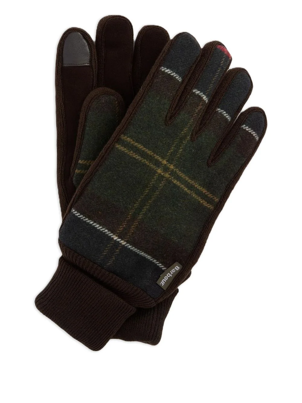 tartan-paneled gloves - 1
