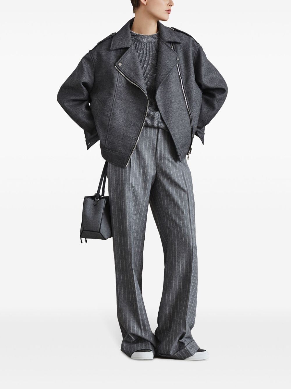 pinstriped wool trousers - 2