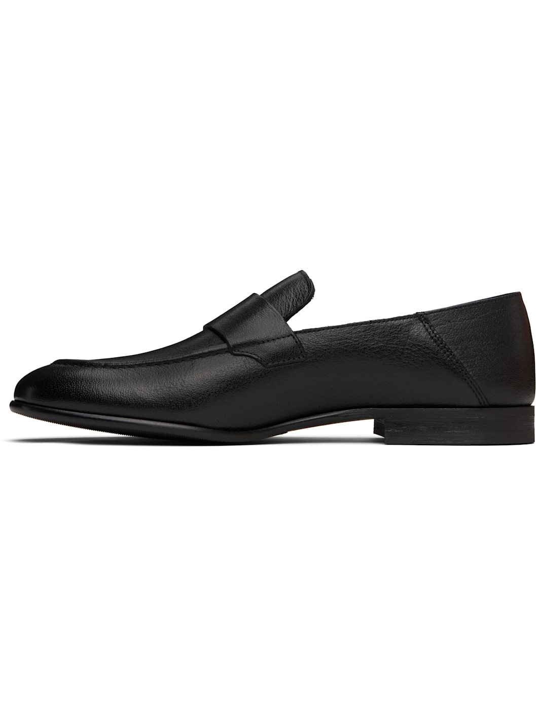 Black Tumbled Leather Penny Loafers - 3