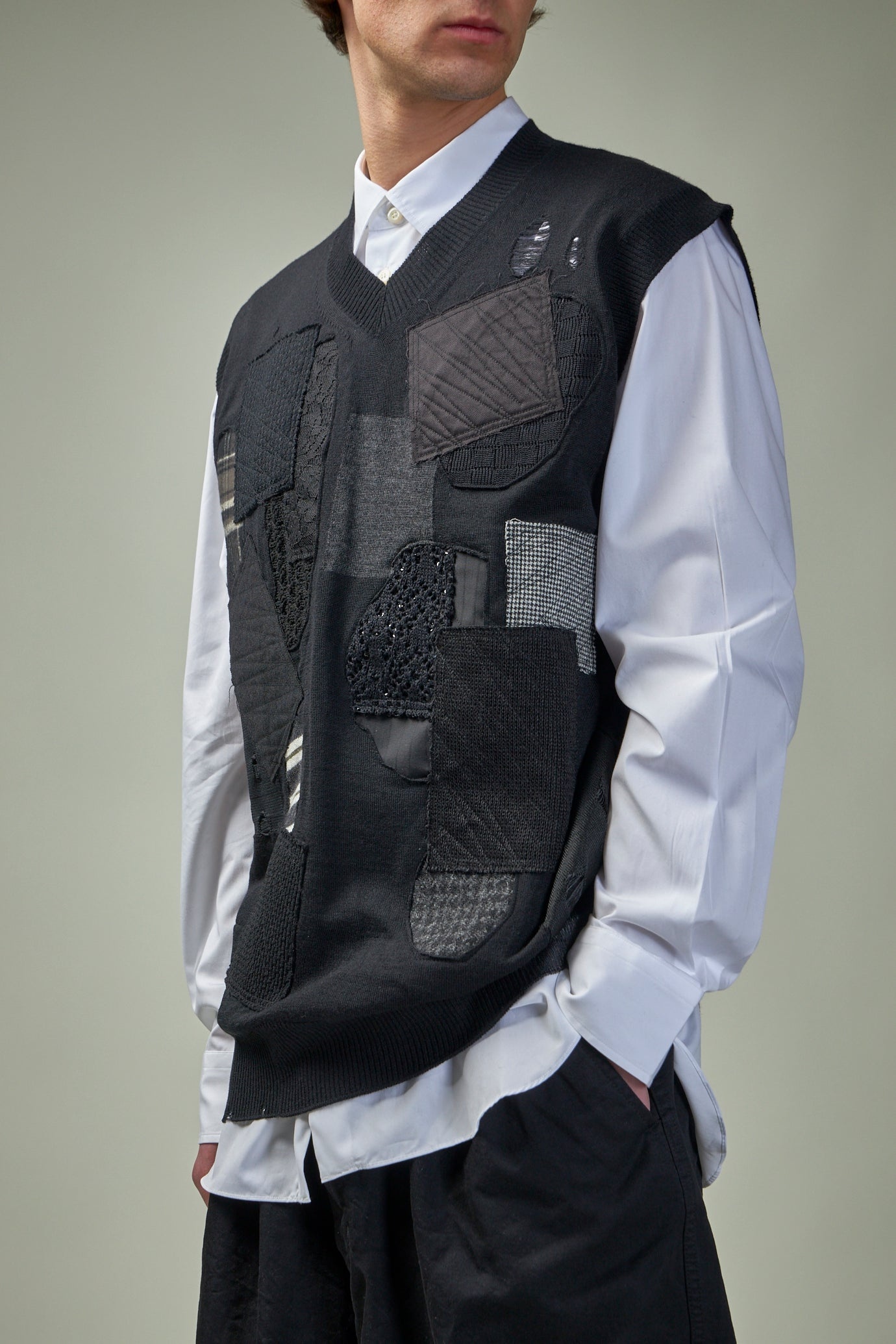 Mended Patchwork Wool Vest - 4