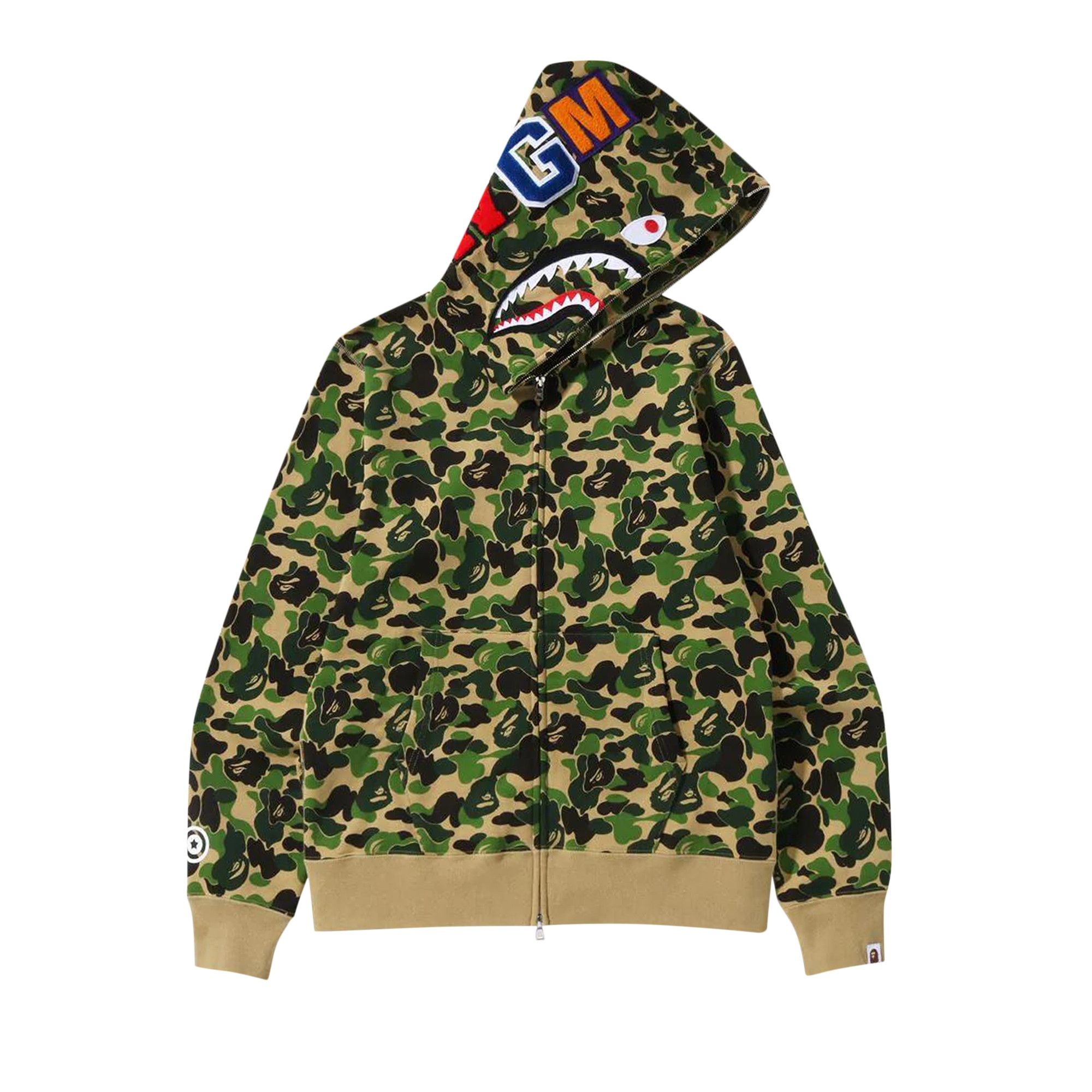 BAPE ABC Camo Shark Full Zip Hoodie 'Green' - 1