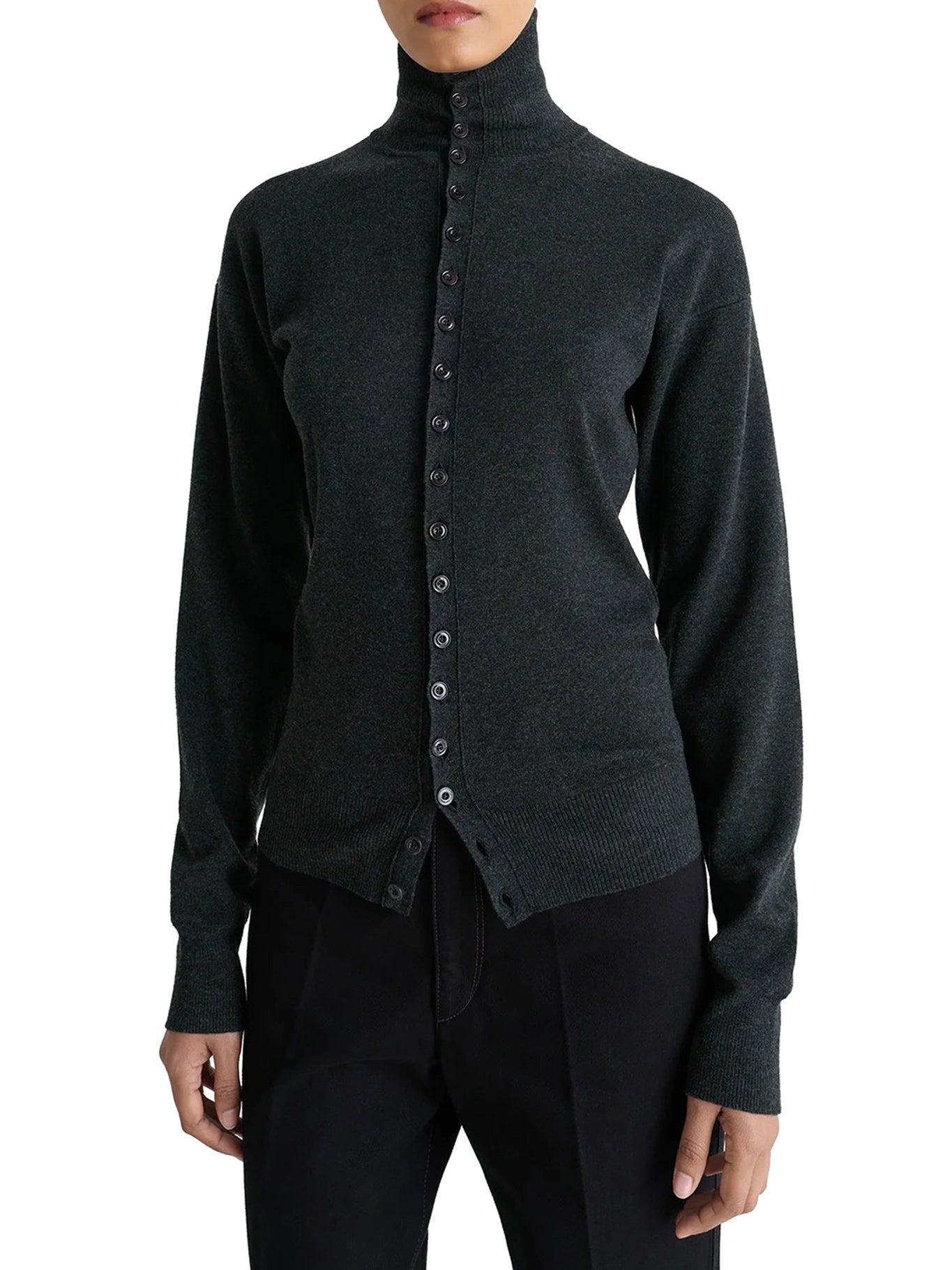 FINE WOOL BUTTONED CARDIGAN - 3