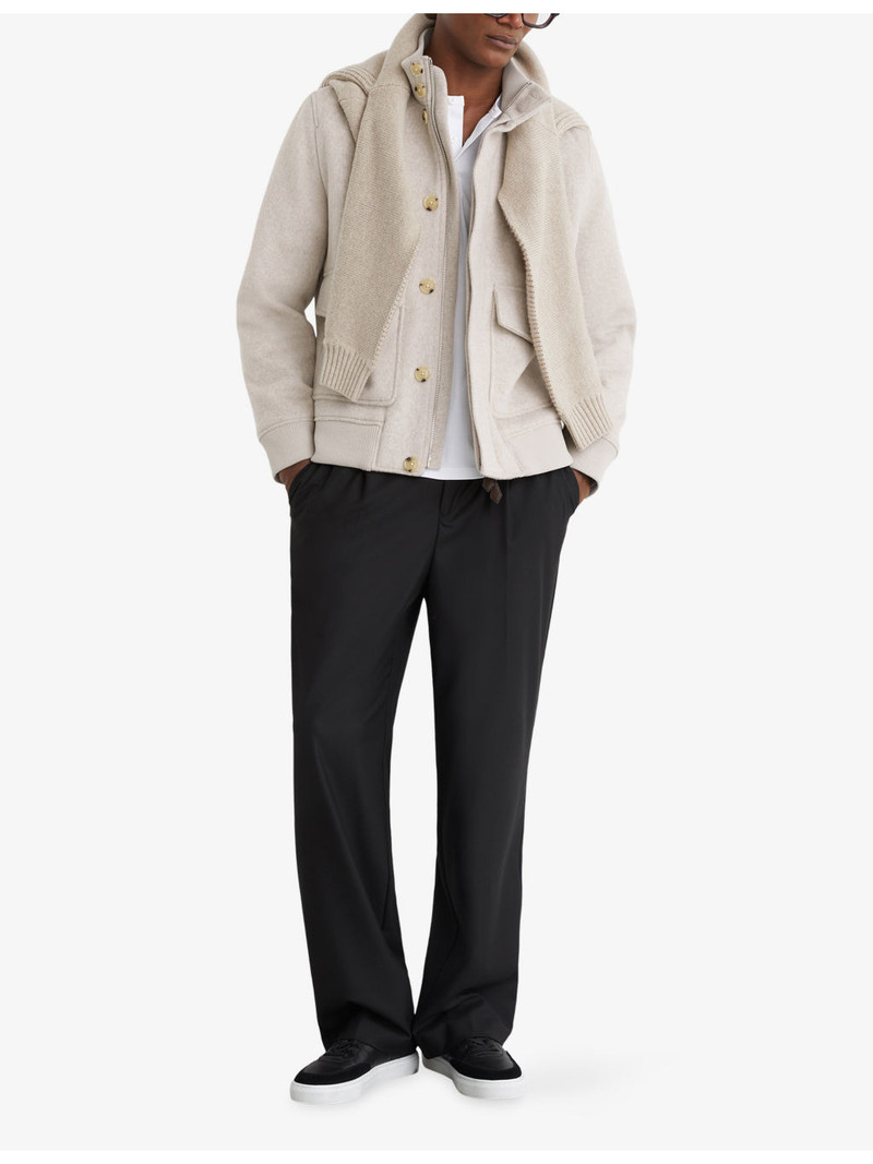 REISS Hadley Funnel-Neck Wool Bomber Jacket outlook