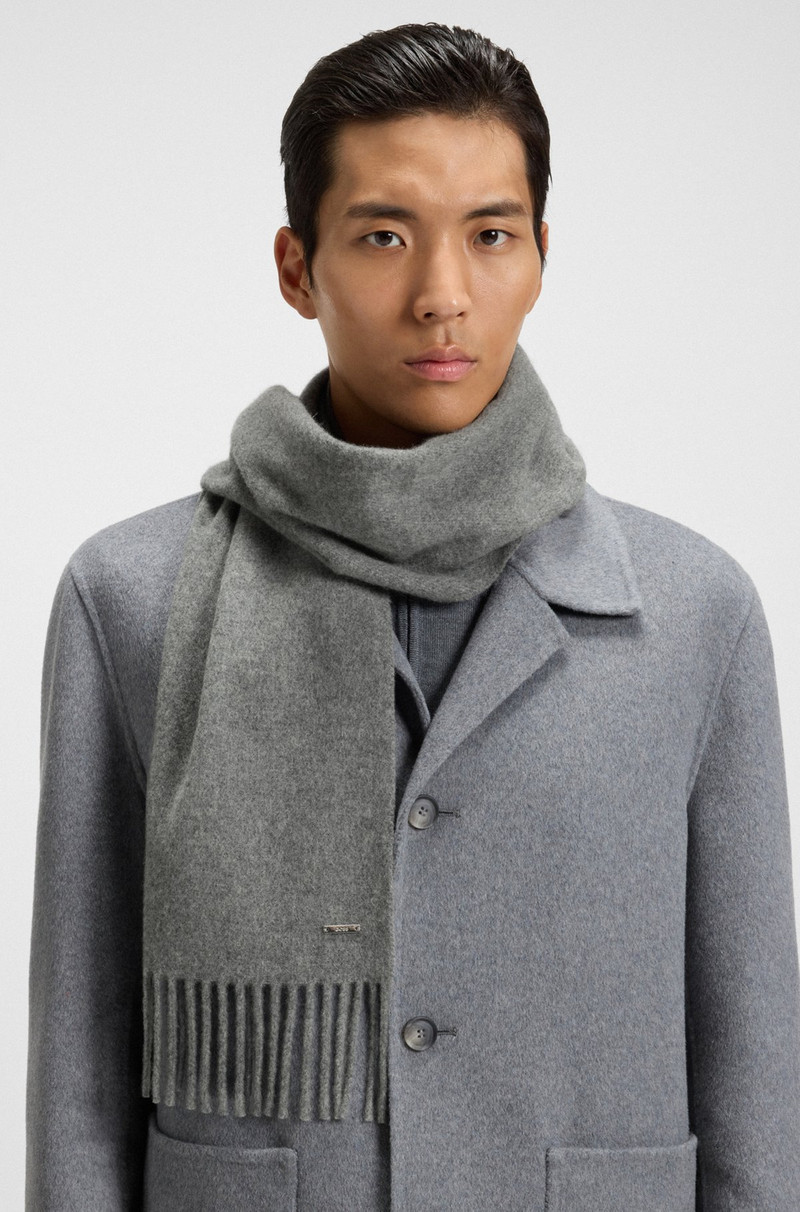 BOSS CASHMERE SCARF WITH TWISTED FRINGES outlook