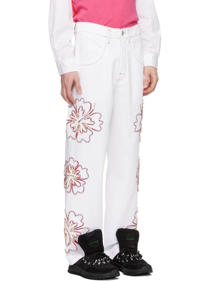 White Embroidered Jeans 2