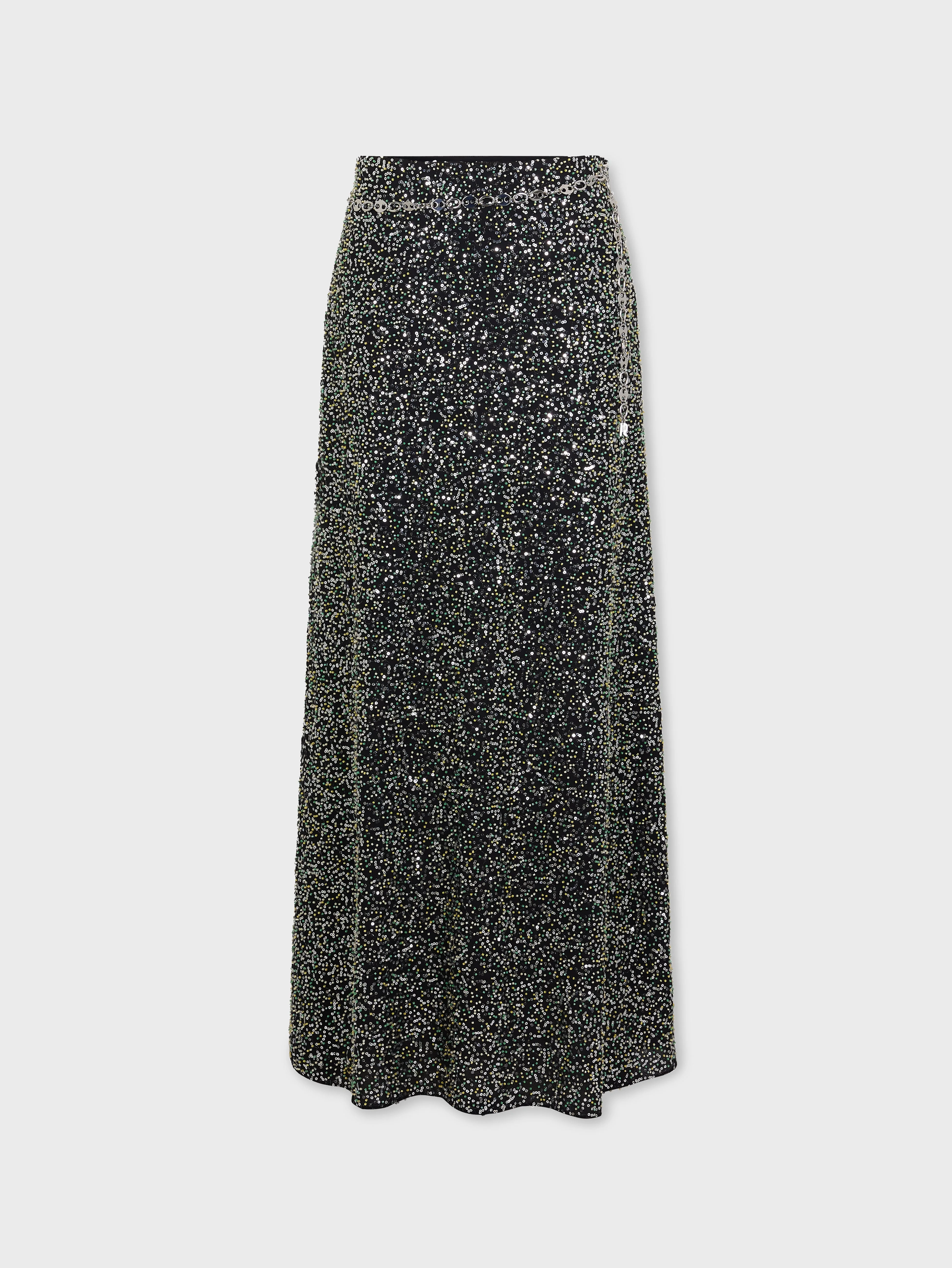 MIDI SKIRT IN CREPE WITH SEQUIN EMBROIDERY DETAILS - 1