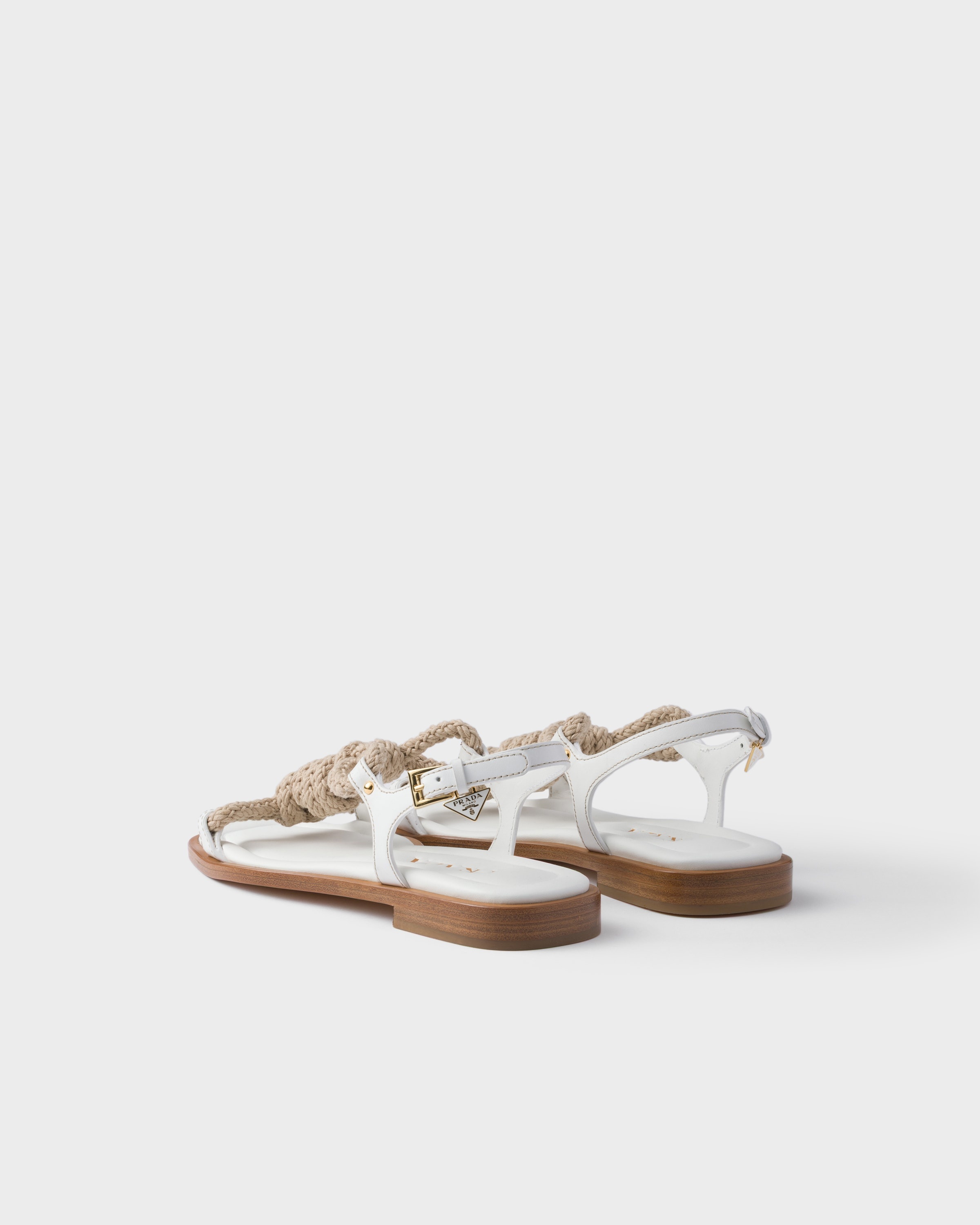 Flat leather and cord sandals - 4
