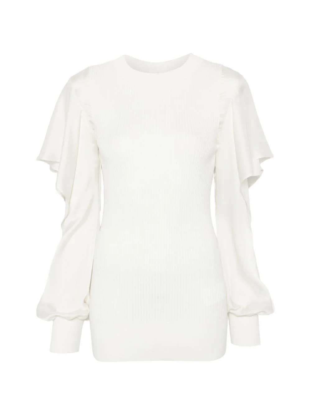 ruffled satin-sleeve top - 1