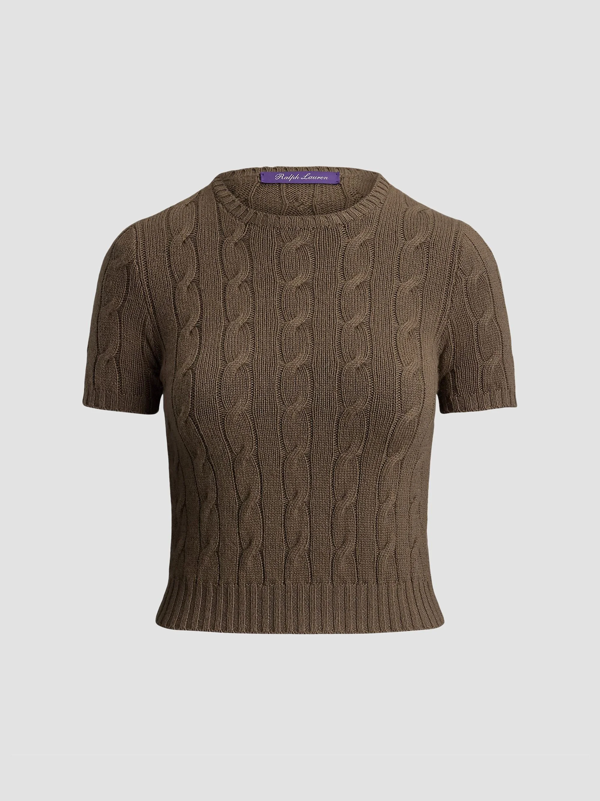 Women's Cashmere Cable-Knit Top - Portobello - 1