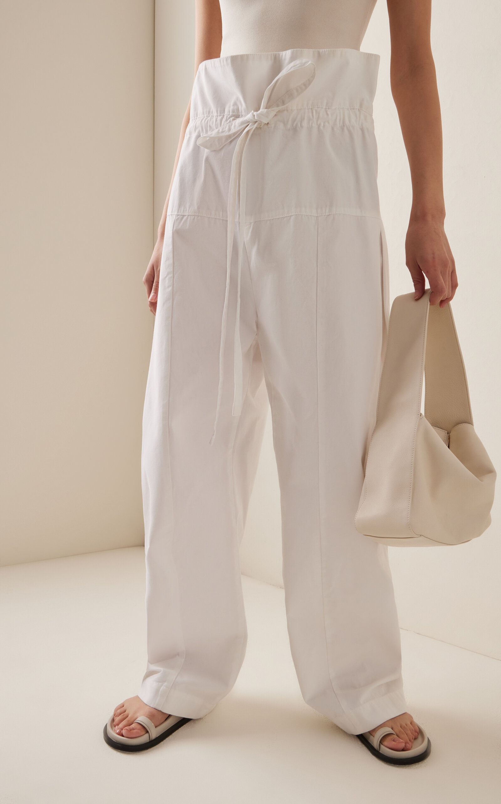 Fisherman Cotton Drawstring Pants white - 5