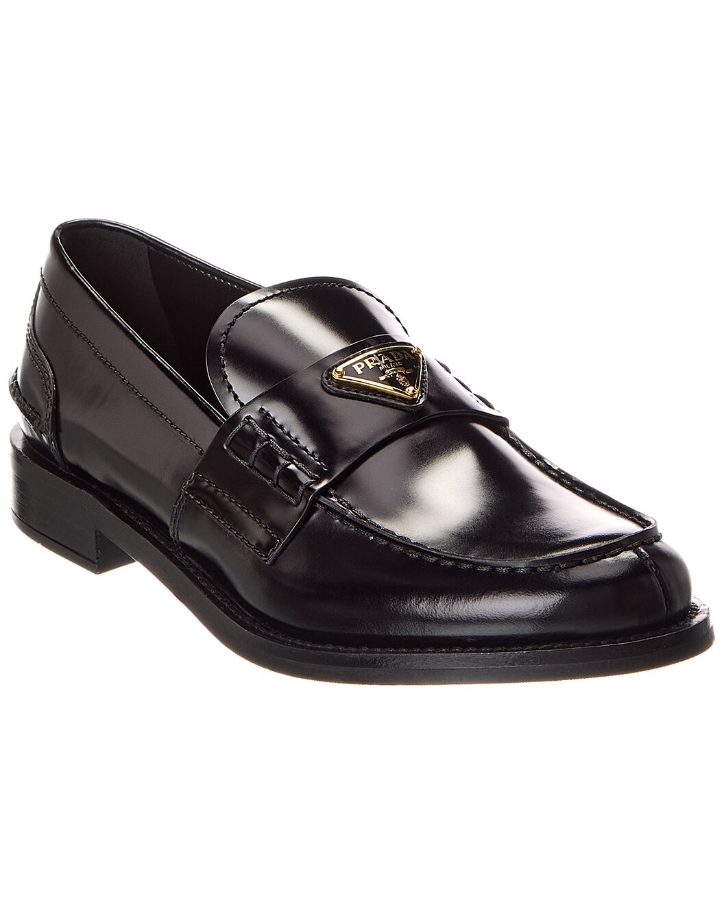 Prada Logo Brushed Leather Loafer - 1