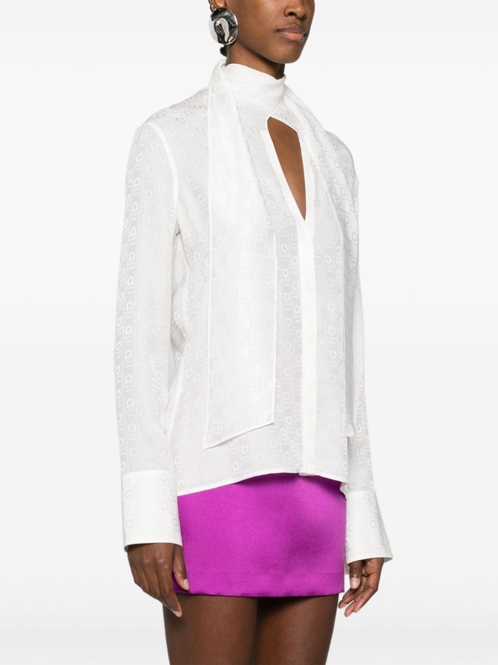 monogram-jacquard silk shirt - 3