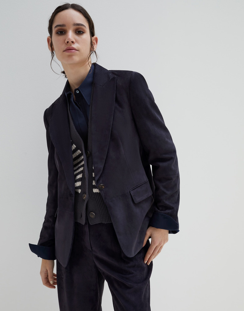 Suede blazer with monili 4
