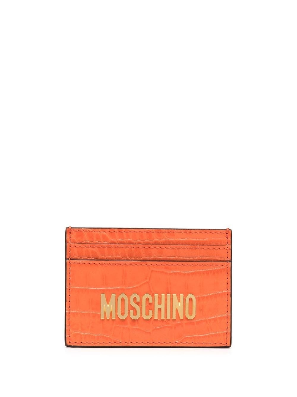 leather logo-lettering cardholder - 1