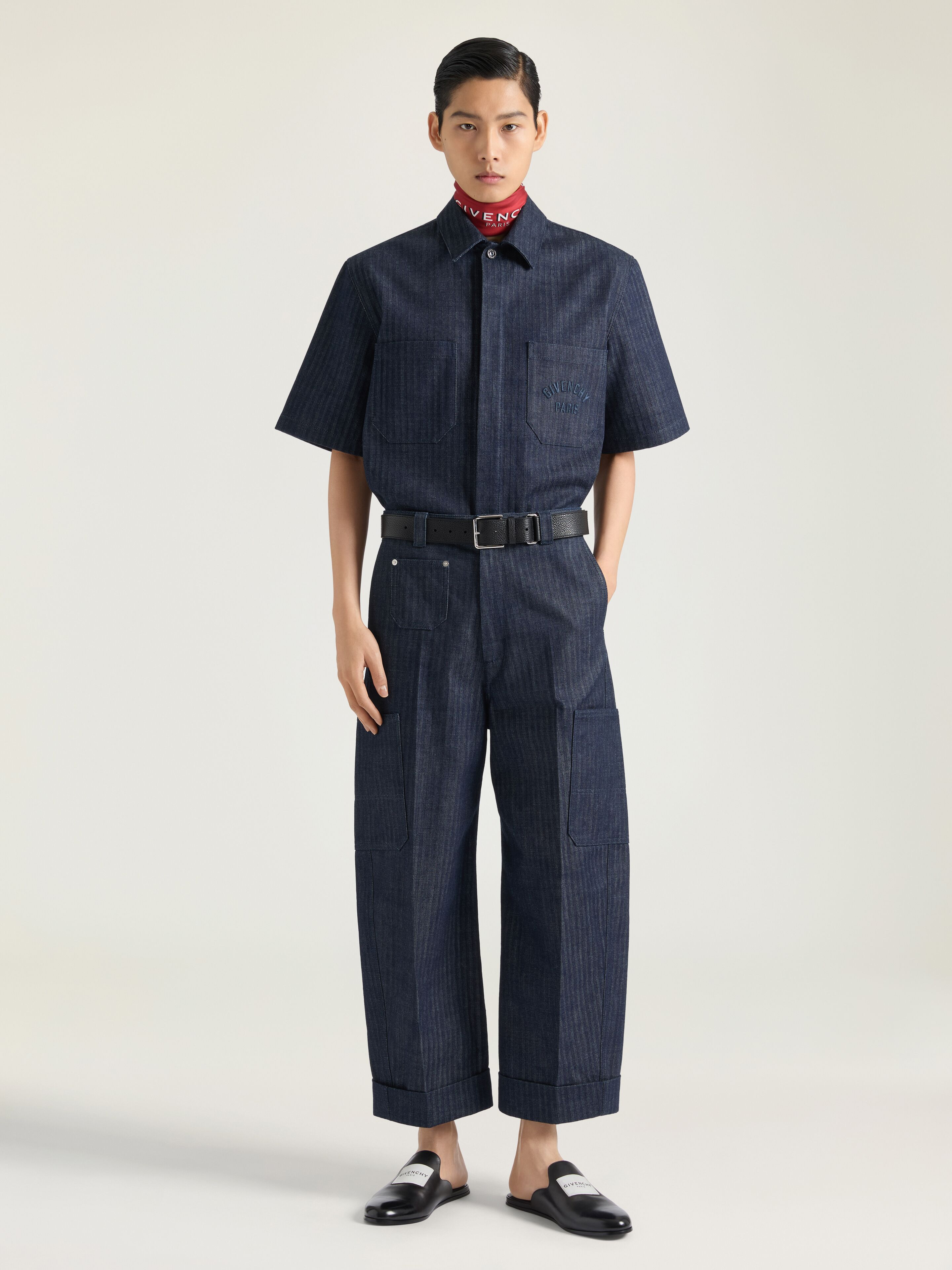 CARGO TROUSERS IN HERRINGBONE DENIM - 2