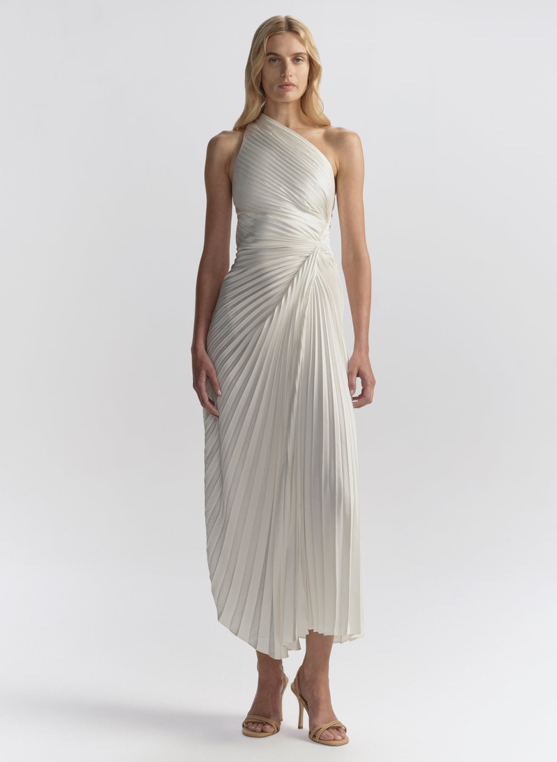 A.L.C. Lara Satin Pleated Midi Dress outlook