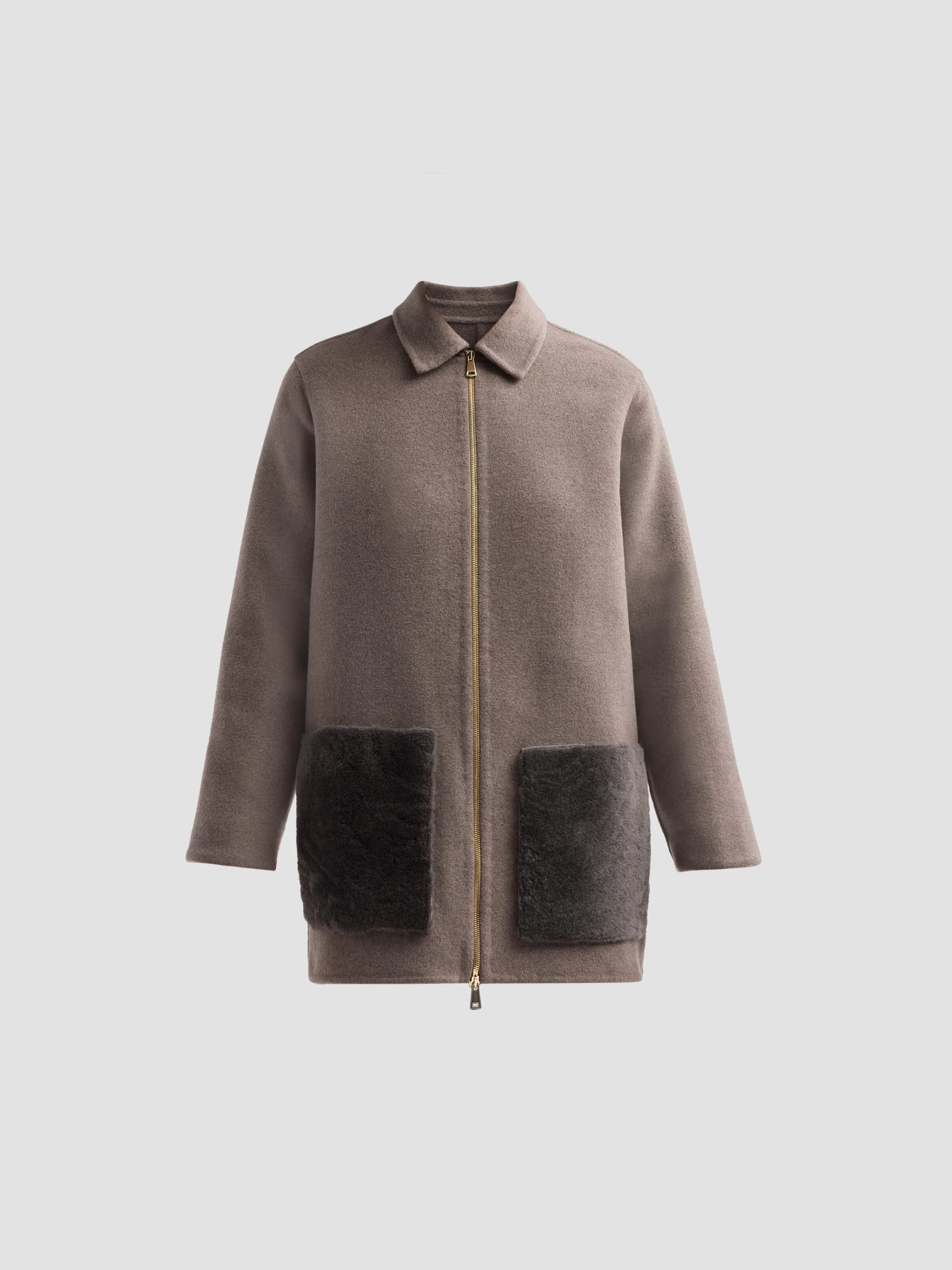 Women's Wool-Cashmere & Shearling Coat - Falcon - 1