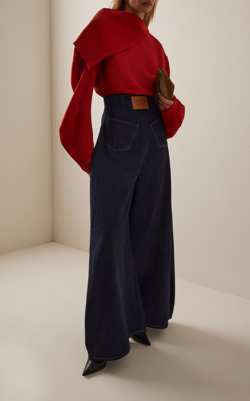 A.W.A.K.E. MODE Reversed Rigid High-Rise Rounded Jeans dark wash outlook