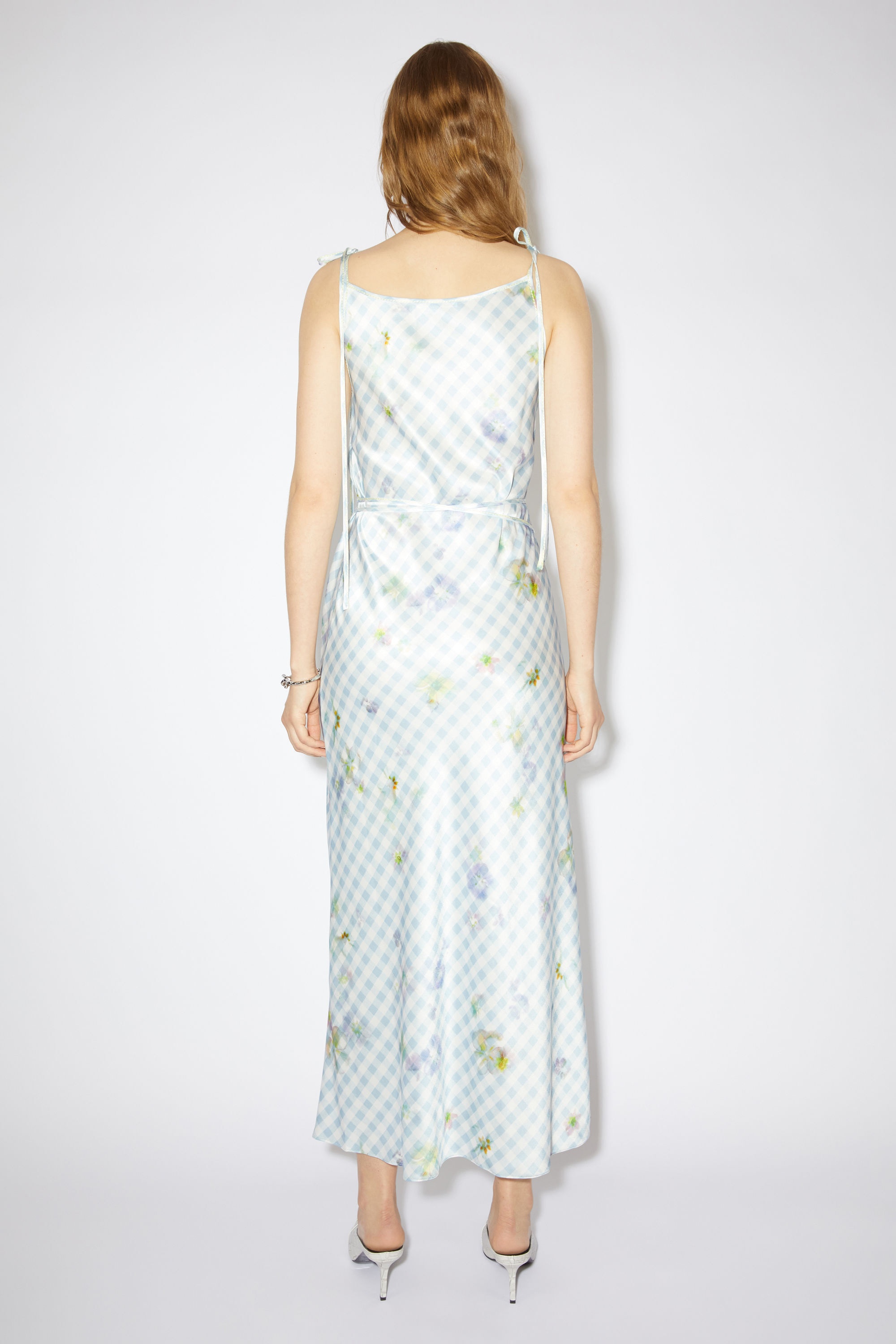 Printed satin dress - Light blue - 3