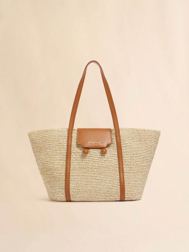 MEDIUM NATURAL RAFFIA-EFFECT TRUNKAROO BEACH BAG 1