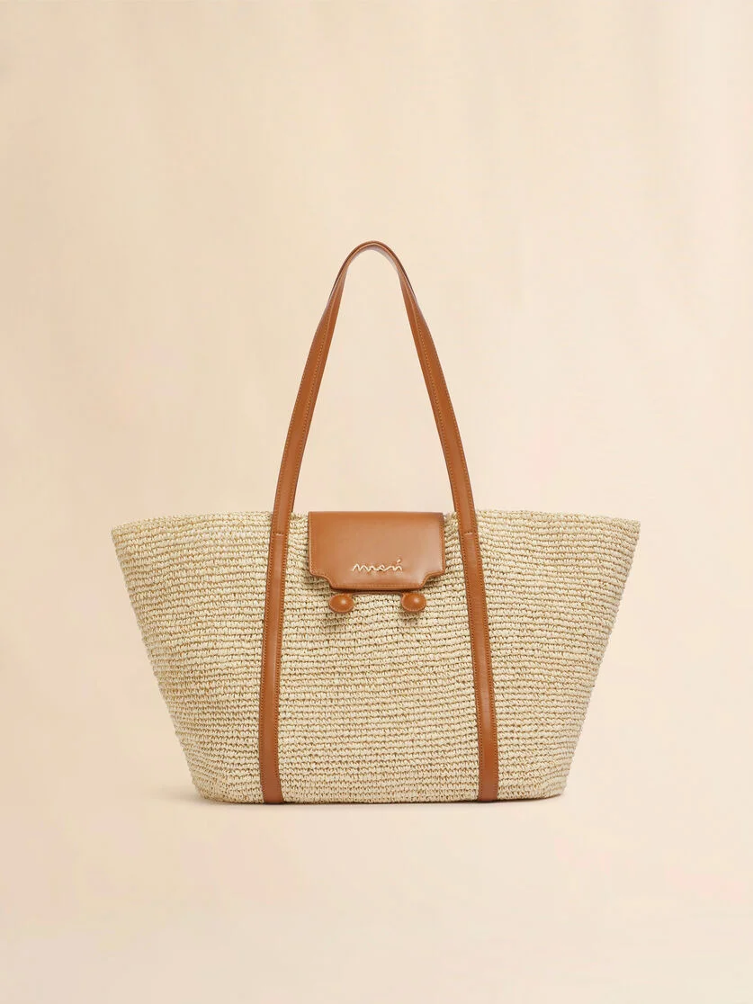 MEDIUM NATURAL RAFFIA-EFFECT TRUNKAROO BEACH BAG - 1