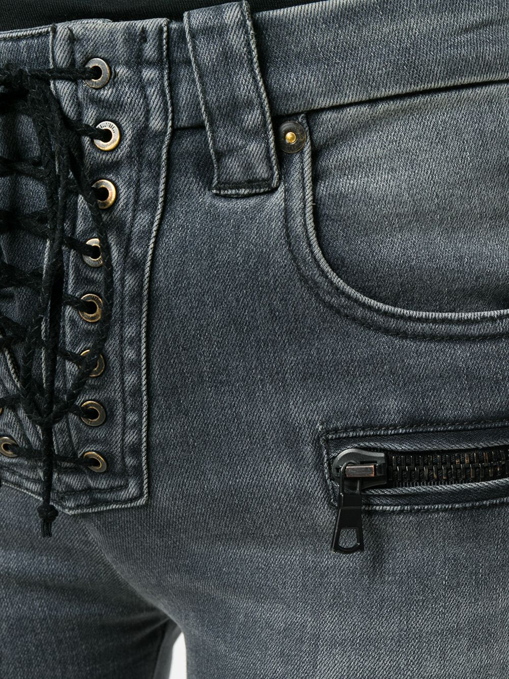 lace-up jeans - 5