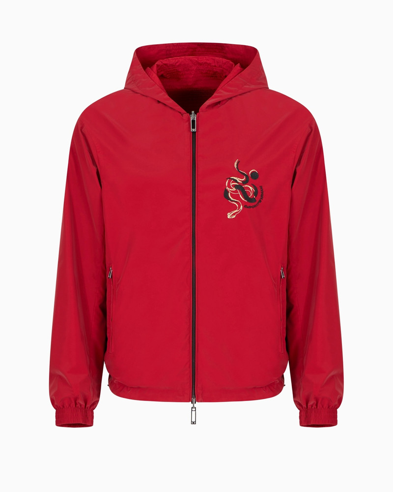 REVERSIBLE HOODED BLOUSON IN SHINY NYLON WITH LUNAR NEW YEAR EMBROIDERY 1