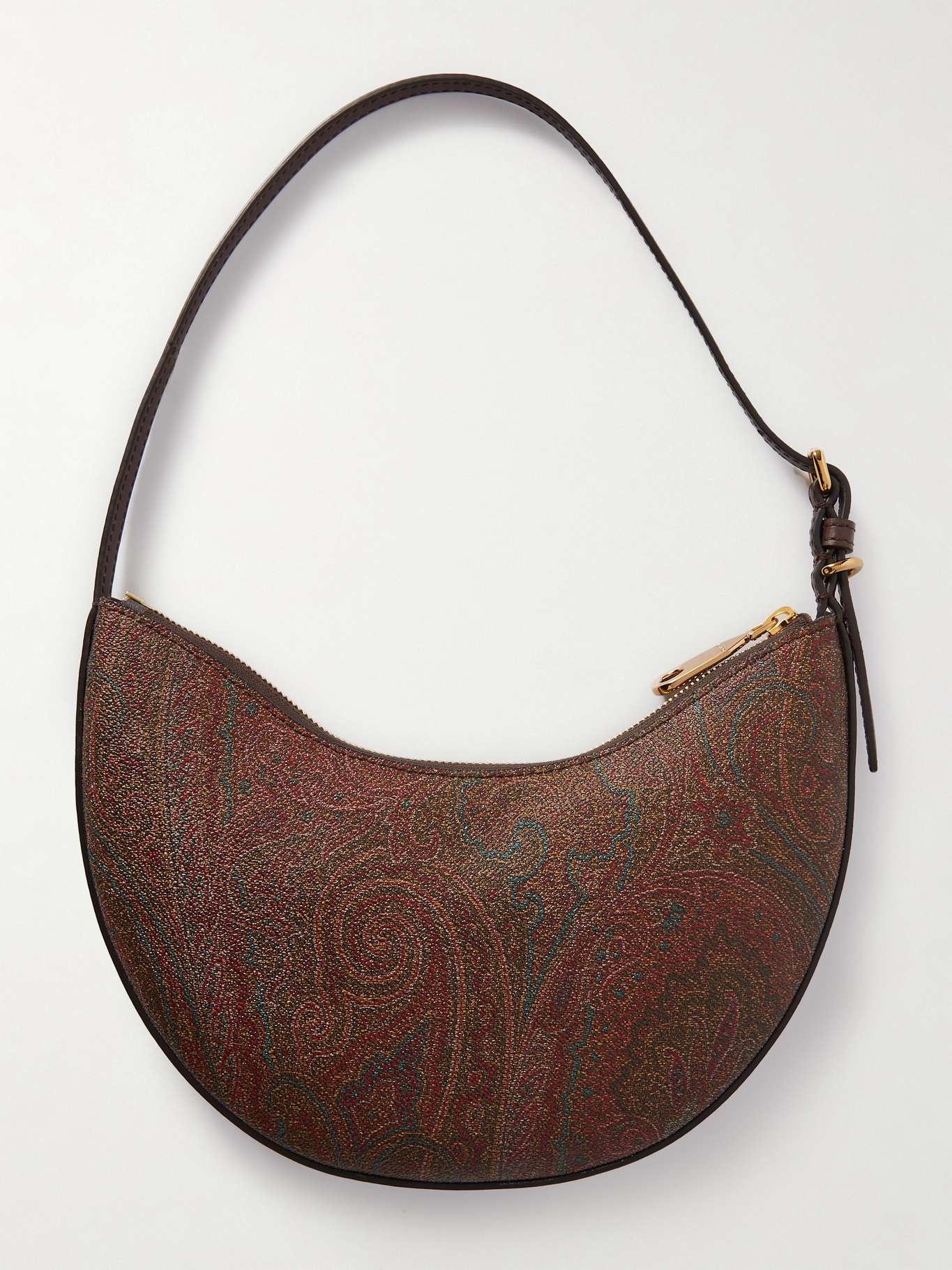Leather-trimmed paisley-print coated-canvas shoulder bag - 3